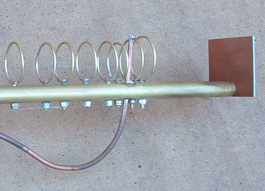 Coaxial feed to radiator element 